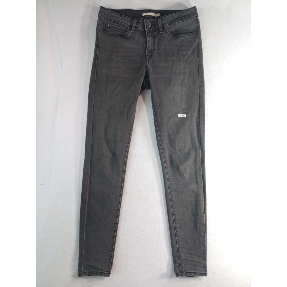 Levis 711 Skinny Jeans Womens 28x30 Black Gray Wash Stretch Denim Mid Rise (P)